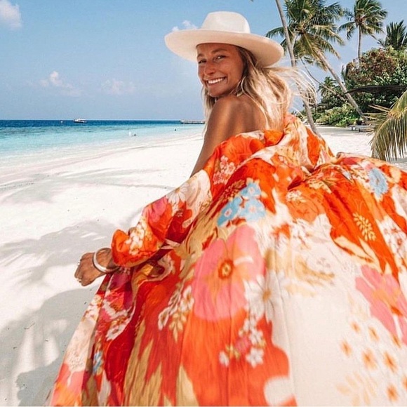 Nwt Spell & The Gypsy Tyler Maxi Robe Chili Red Size S/M - Picture 12 of 14